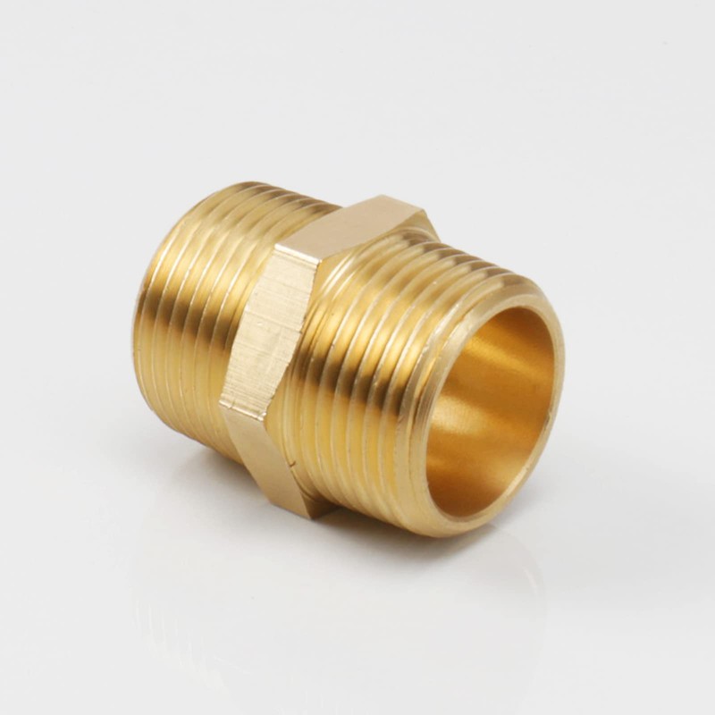 BathAce Solid Brass Hex Nipples, Thread-Good Airtightness, Heavy Brass Pipe