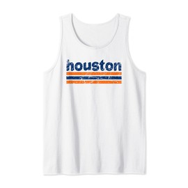 Houston Texas Three Stripe Vintage Weathered Tank Top
