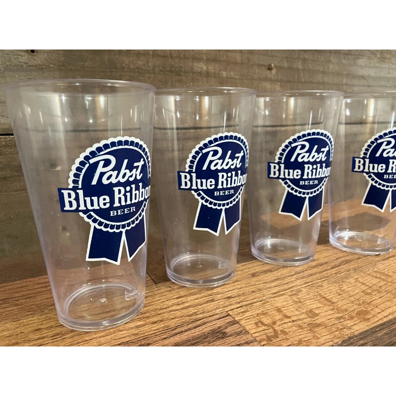 PABST BLUE RIBBON PBR Hard Plastic Pint Glasses NEW Old