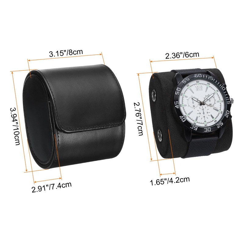 QUARKZMAN Watch Roll Travel Case Single Space Portable Leather Storage