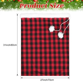 Shappy Large Christmas Santa Gift Sack with Cord Drawstring, Red Black