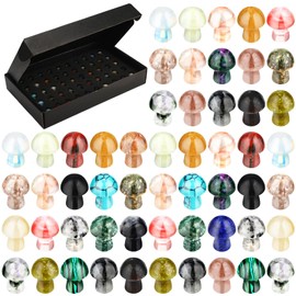 50 Pcs Crystal Mushroom Sculpture Decor Bulk Cute Mini Crystal Mushroom Hand Making Gemstone Polished Crystal Stones Garden Quartz Mushroom for Witchcraft Meditation Fish Tank Balancing Fish Tank