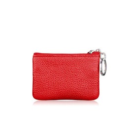 Nathalie Women's Genuine Leather Coin Pouch Mini Purse Fashionable Card Wallet with Key Ring and Zipper (Red), Small