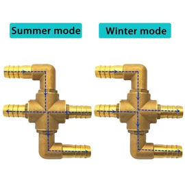 4-way Automobile Heating Water Valve, Brass Automotive Integrated Manual Control Valve, Heater Core Bypass 5/8in