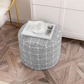 AbunHeri Stable Pouf Ottoman Foot Rest Nice Design Living Room Decor Lightweight Modern High Density Foam Stuffed Poof Perfect to Rest Your Feet (Gray)