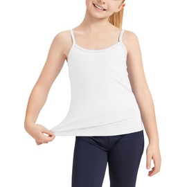 Dreammonkey Girl’s Full Sleeveless Camisole Tank Tops Kids Comfort Breathable Dance Tank Tops (White,8Y)