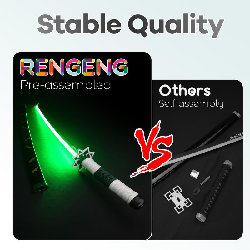 RENGENG Light Up Sanemi Sword, 40 Inches Rechargeable Plastic Anime
