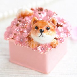 Peerth ex510-1 ex510 Crystal Jewelry Box Top Brand Peerce Jewelry Box, Jewelry Box, Shiba Inu From Cherry Blossoms in Full Bloom, Very Cute, Interior Goods