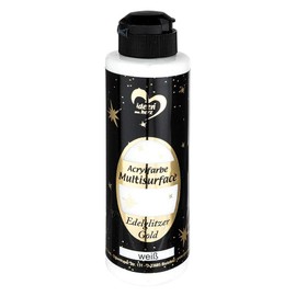 Ideen mit Herz Acrylic Paint Multisurface Fine Glitter Universal Water-based Paint with Elegant Shimmering Gold Glitter 180 ml (White)