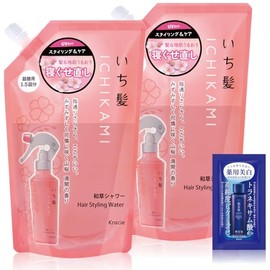 Ichihatsu Hair & Scalp Moisturizing Anti-Frizz Japanese Herbal Shower Refill 375ml x 2 Set with Bonus | Frizz Control Water Hair Mist Hair Water Styling Hair Care Damage Repair Treatment