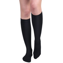 +MD Men and Women Medical Compression Socks Microfiber Opaque Graduated 15-20 mmHg Knee High Support Stockings-Swelling, Varicose Veins, Thrombosis BlackM