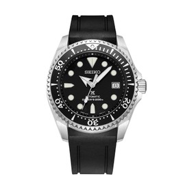 Crafter Blue CB04 Curved End Watch Band Rubber Strap Replacement for Seiko Shogun SBDC007, SBDC029, SPB057J, SPB099J1 - Black