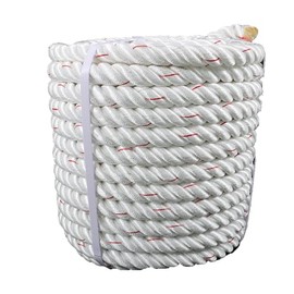 LiGuVCY 1/2IN x 120FT, Heavy Duty Braided Polyester Tree Rope, Arborist Bull Rope for Swings, Camping, Marine (White and Red)