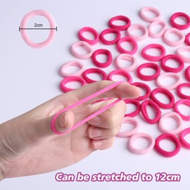 Pack of 100 Hair Bobbles Girls, Soft Multicoloured Hair Rubber Bands, Hair Bands, Elastic Hair Accessories, Hair Rope, Ponytail Hair Band Set, Mini Hair Band, Small Hair Band for Baby Children (Pink