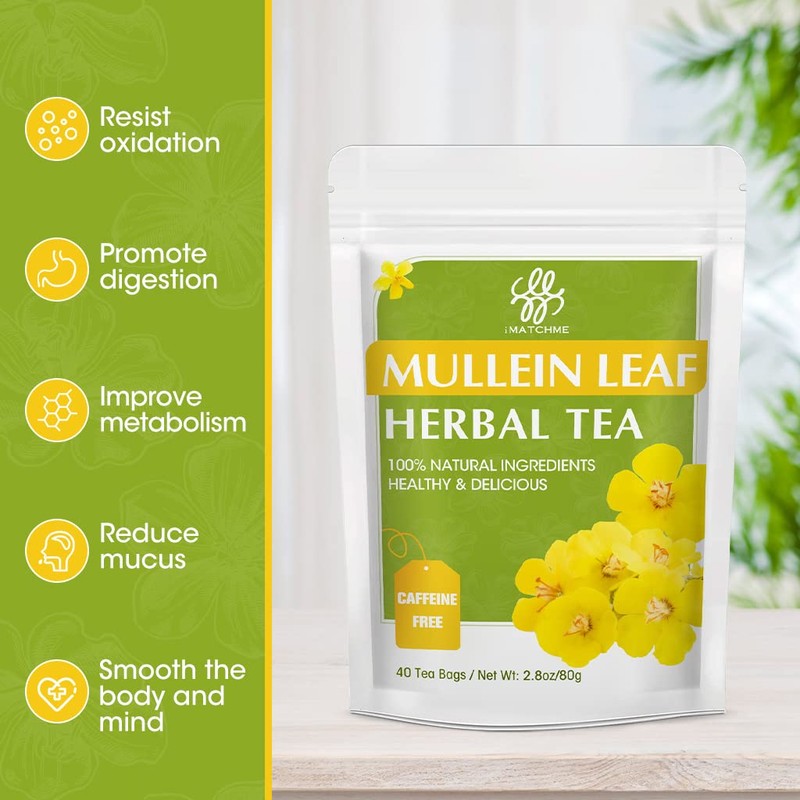 Mullein Leaf Tea, Mullein Tea Bags for Lung Cleanse, Respiratory