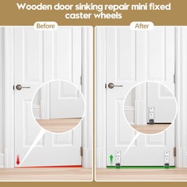 4 Pack Bedroom Door Sinking Repair Caster Wheels, 0.9Inch Multifunctional Iow Profile Casters, Small Wheels for Wooden Furniture, Fixed Caster
