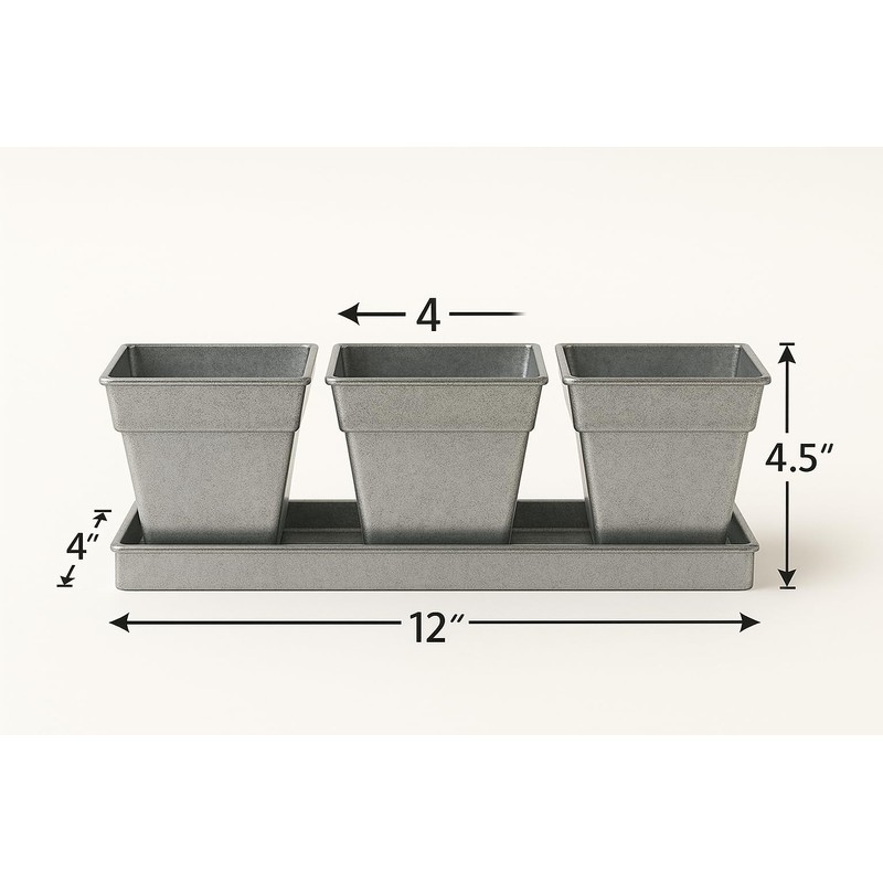 Buyitshipit Indoor Herb Garden Planter Set with Tray - Metal