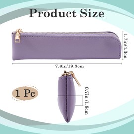 GORGECRAFT PU Leather Pencil Case Slim Design Soft Small Aesthetic Pen Pouch Stationery Storage Bag Solid Color Portable Zipper Cosmetic Bag for Pen Pencils Markers Back to School Gifts (Plum)