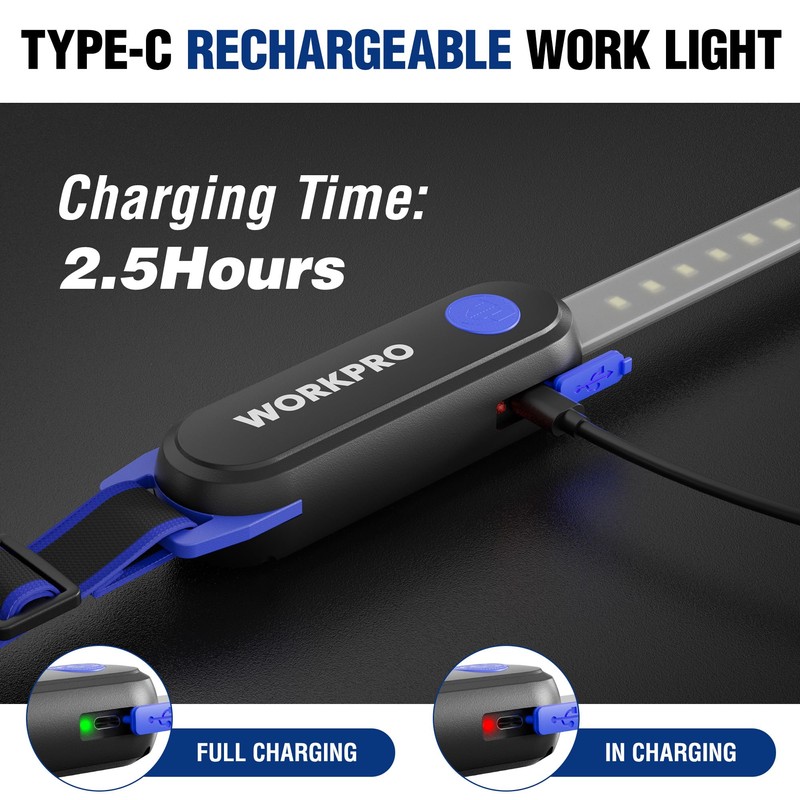 WORKPRO Rechargeable Underhood Work Light, 25inch Long Foldable LED Work