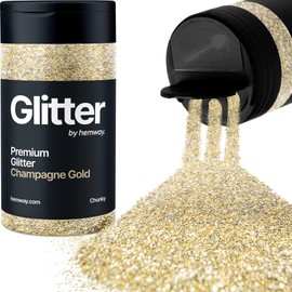 Hemway Premium Glitter Shaker - Champagne Gold | Chunky Metallic Flake Sequins for Resin & Epoxy Crafts | Craft Supplies for Tumblers, Festival, Hair, Face, Body, Eye & Nail Art | 130 g