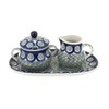 Blue Rose Polish Pottery Peacock Swirl Small Cream & Sugar