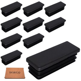 SKIR'CO Pack of 10 Rectangular Plastic Plugs 25 x 70 mm, Matt Rectangular Plugs, Rectangular Tube Inserts, Fence Post Caps, Black RAL 9005