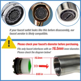 Upgraded 6-Pack 16.5mm Faucet Aerators with 304 Stainless Steel Aerator Removal Tool – Easy Install & Smooth Water Flow