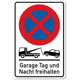 High Quality Stickers - No Parking with Towing 30cm x 20cm (Keep Garage Day & Night Clear)