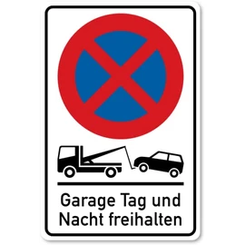 High Quality Stickers - No Parking with Towing 30cm x 20cm (Keep Garage Day & Night Clear)