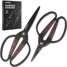 PERWIN Garden Flower Bonsai Scissors,Walnut Wide Handles Pruning Gardening Scissors Floral Shears for Gardening,Succulent Harvest, and Precision Plant Trimming Care