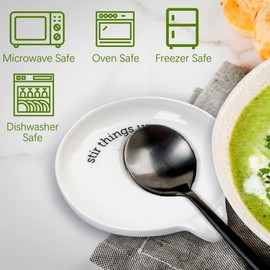 LotFancy Spoon Rest, 5.2 Inch, Ceramic Spoon Holder for Kitchen Counter, Large Spatula Holder for Stove Top, Utensil Rest for Spoons, Tongs, Ladles