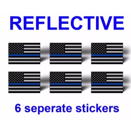 215 Decals 6 Reflective Blue Line American Flag Sticker Car Tag License Plate Helmet Decal