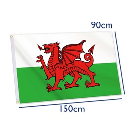 Welsh Flag,Big 3x5 FT Wales Dragon Flag,36x60 Inch Large Digitial Double-Printed Durable 75D Thick Polyester Decorations with 2 Brass Grommet
