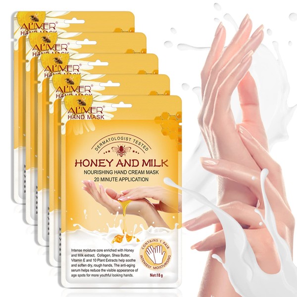 5 Pairs Honey and Milk Moisturising Hand Care Nourishing Softening