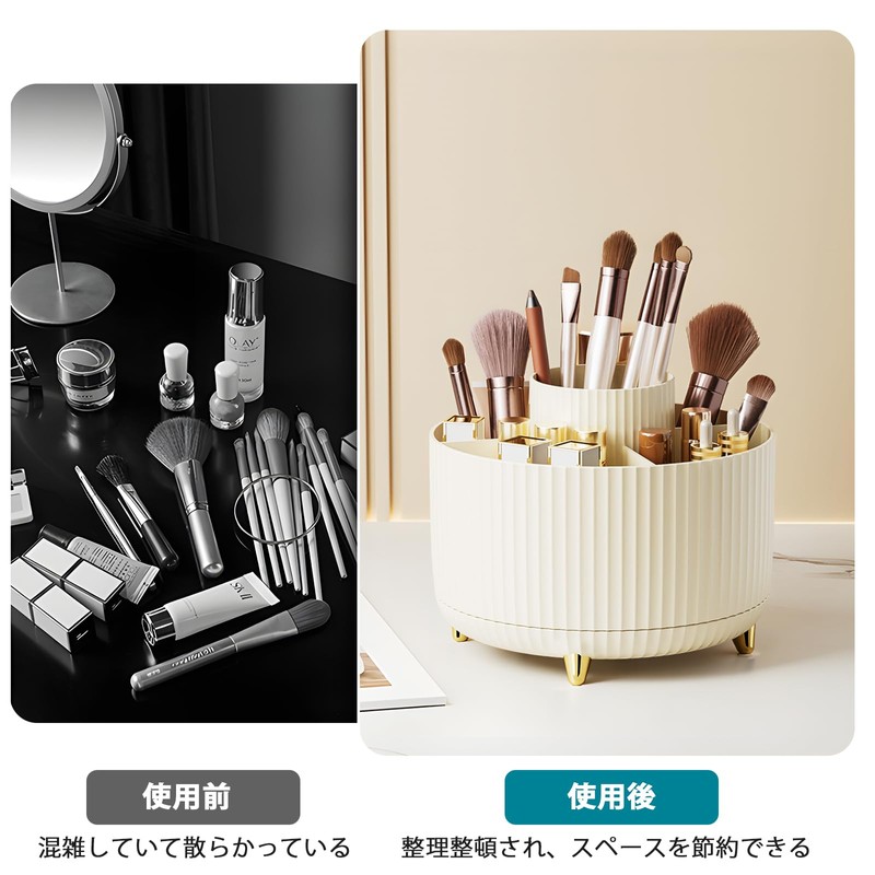Diesisa Makeup Brush Case, 360° Rotation, Cosmetic Storage, 5 Slots,