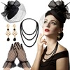 Black Tea Party Hat Gloves Women Fascinators Hats Gloves Pearl
