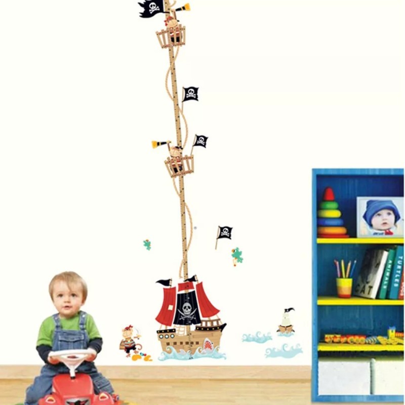 DaraBaby Vinil Decorativo Infantil Con Regla De Medición Barco Pirata