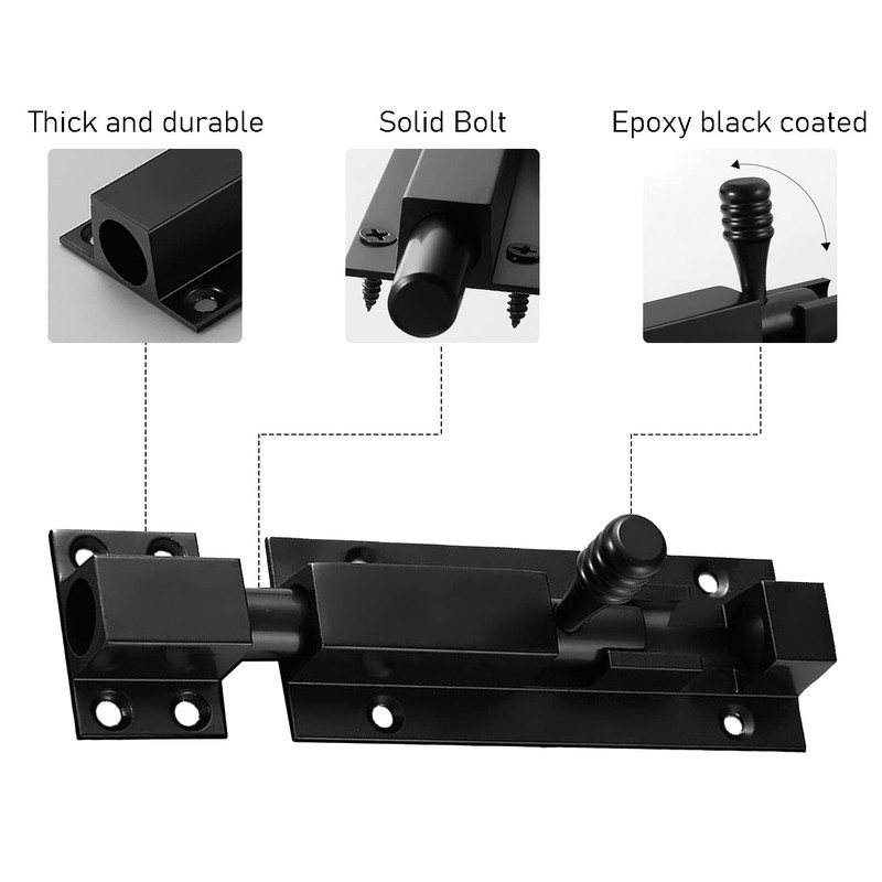 Rusoz Gate Bolt 4 Inch Heavy Duty Door Lock,Durable Slide