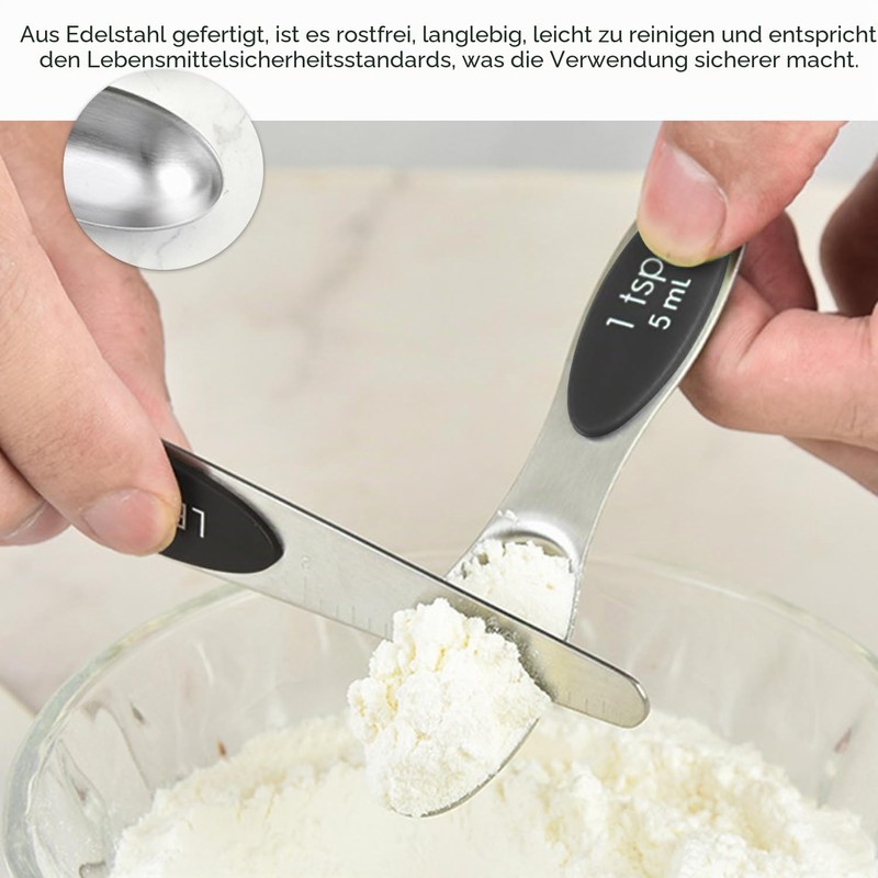 8-Piece Magnetic Double-Sided Measuring Spoon Set, with Scale and Spirit