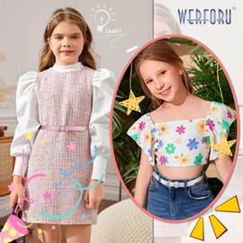 WERFORU Children's Skinny Belt Glitter PU Leather Belt for Girls Colourful Girls Belt with Gold Buckle for Jeans Dress, B-Black+Silver+Pink