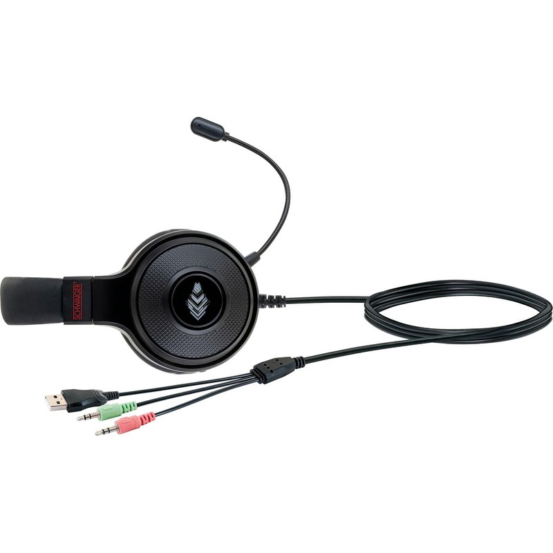 SCHWAIGER GHS1000 013 Headset Headphones Over-Ear LED Lighting Flexible Microphone