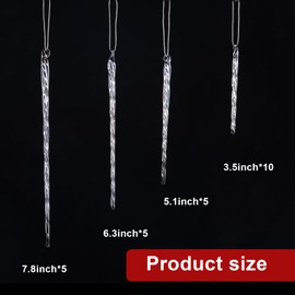 Glass Icicle 3.5-7.8 Inch Twisted Glass Icicle Christmas Ornaments Icicle Decorations Hanging (Dazzling Color,25 Pcs)