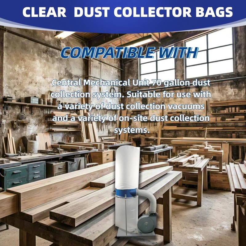 WZKO 709563 Dust Collector Bags Clear Plastic for JET Lower