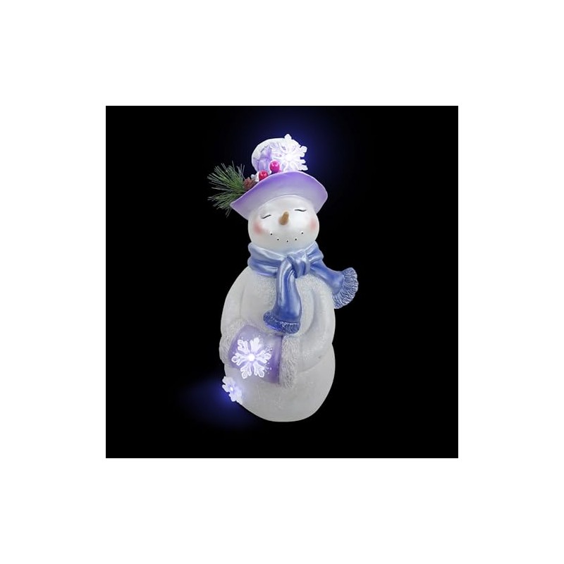 Alpine Corporation SKY560HH-S, Lavender Winter Snowman Statue w/Hand Muff, Twinkle