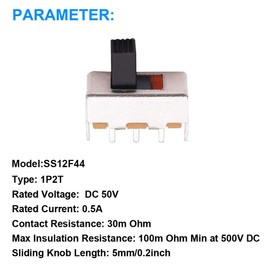 Youmile 20pcs High Knob Vertical Slide Switch 1P2T SPDT 3 Pin 2 Position DC50V 0.5A 5mm SS12F44 Micro Slide Switch for Arduino with 20pcs Vertical Slide Switches 3 Pin 3mm SK12D07VG3 Slide Switch