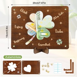 Money Gift, Wish Fulfiller Gifts for Newlyweds, Original Wooden Wedding Gifts with Stand, Money Gift Packaging for Wedding, Birthday, Youth Consecration and Travel (Wood Clover)
