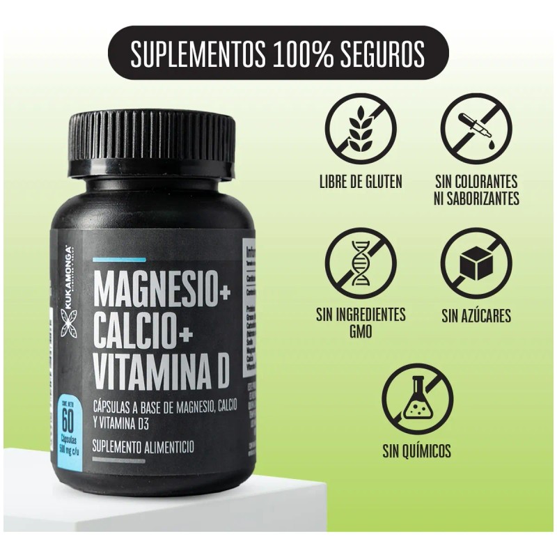 Kit De 2 Frascos De Magnesio Calcio Vitamina D 60