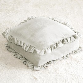 System K Futon Storage Bag, Futon Storage, Cushion, Futon Case, Futon Storage, Kotatsu Futon Storage, Cushion Cover, Square Ruffle, Gray, Approx. 20.5 x 20.5 x 7.9 inches (52 x 52 x 20 cm) (Frill)