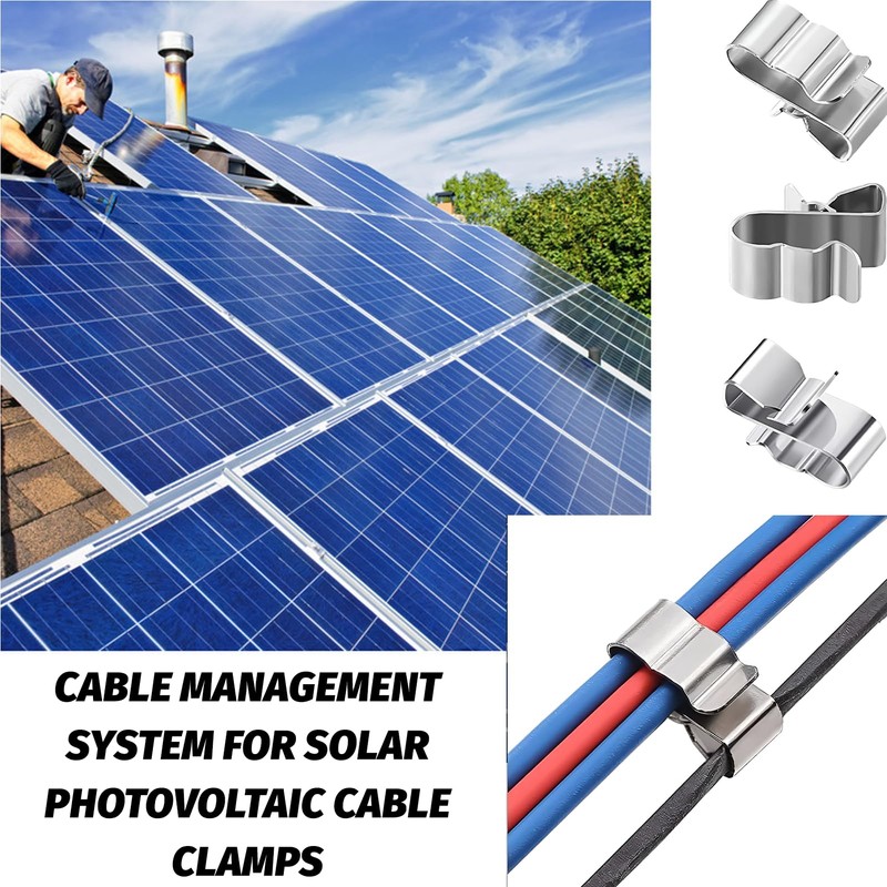 Solar Cable Clips, Solar Panel Cable Clips, Silver Tone Metal