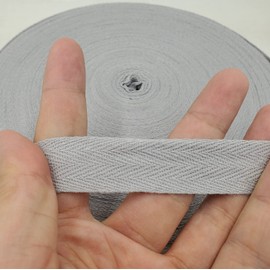 50 Yards Herringbone Tape Ribbon, Cotton Twill Tape Ribbon for Sewing, Natural Webbing Tape Bias Binding Tape for DIY Craft (Gray, 3/4in)
